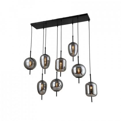 Sagebrook - Metal Pendant Lamp With 8 Light in Smoke Glass