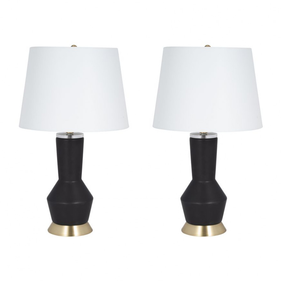 Sagebrook - Metal/Crystal Table Lamps (Set Of 2) in Black/Gold