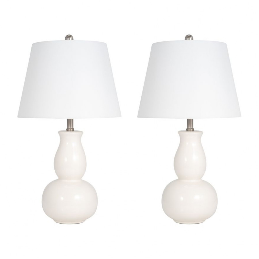 Sagebrook - Ceramic Gourd Table Lamps (Set Of 2) in White