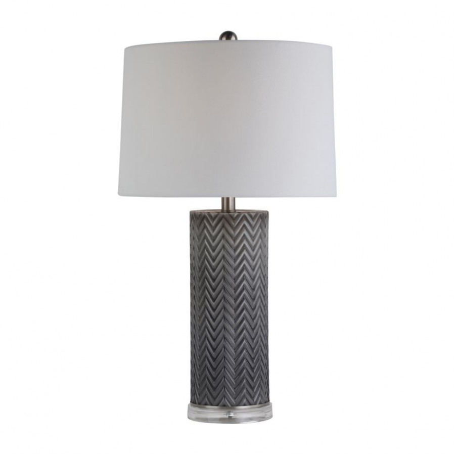 Sagebrook Glass Chevron Table Lamp - Gray/White