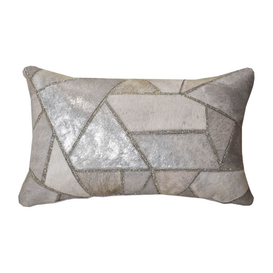 Sagebrook - 20"x12" Leather Geo Hand Embroidery Decorative Pillow