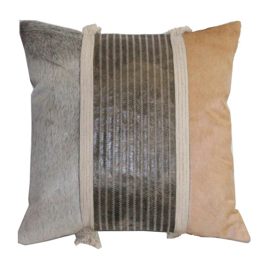 Sagebrook - 20"x20" Leather Cord Patchwork Decorative Pillow