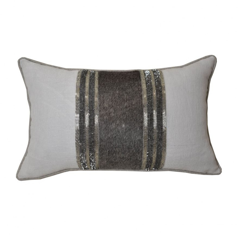 Sagebrook - 20"x12" Linen Verticle Row Hand Embroidery Decorative Pillow