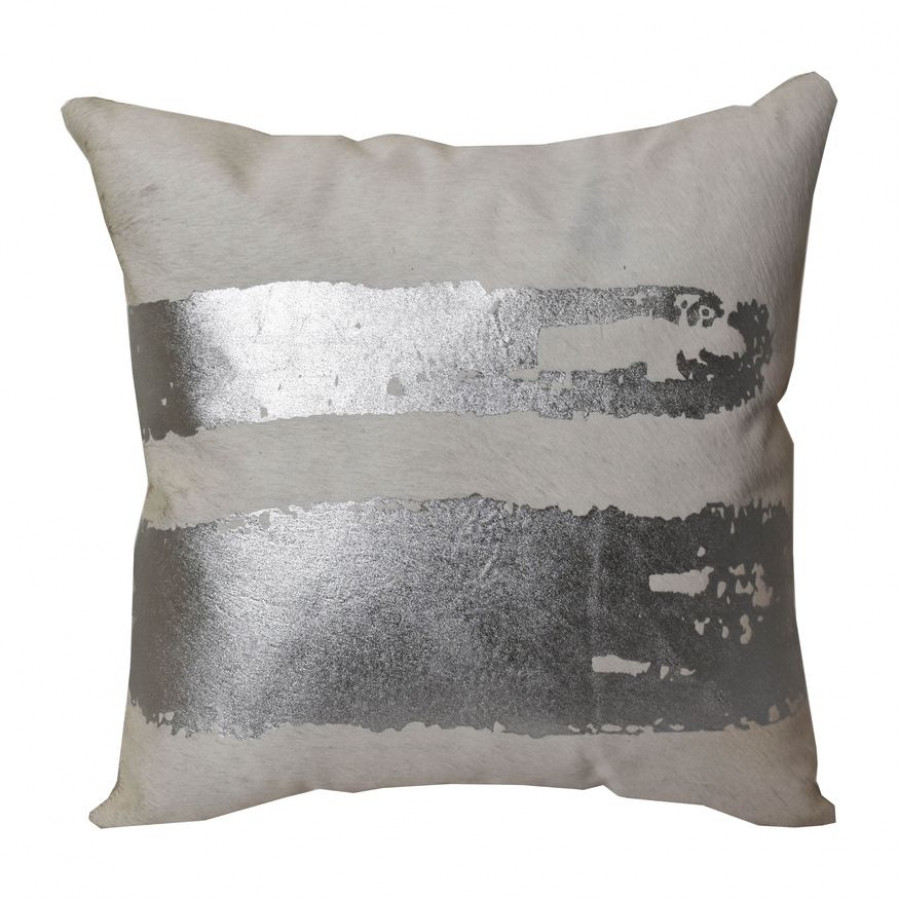 Sagebrook - 20"x20" Leather Shimmer Decorative Pillow in Silver