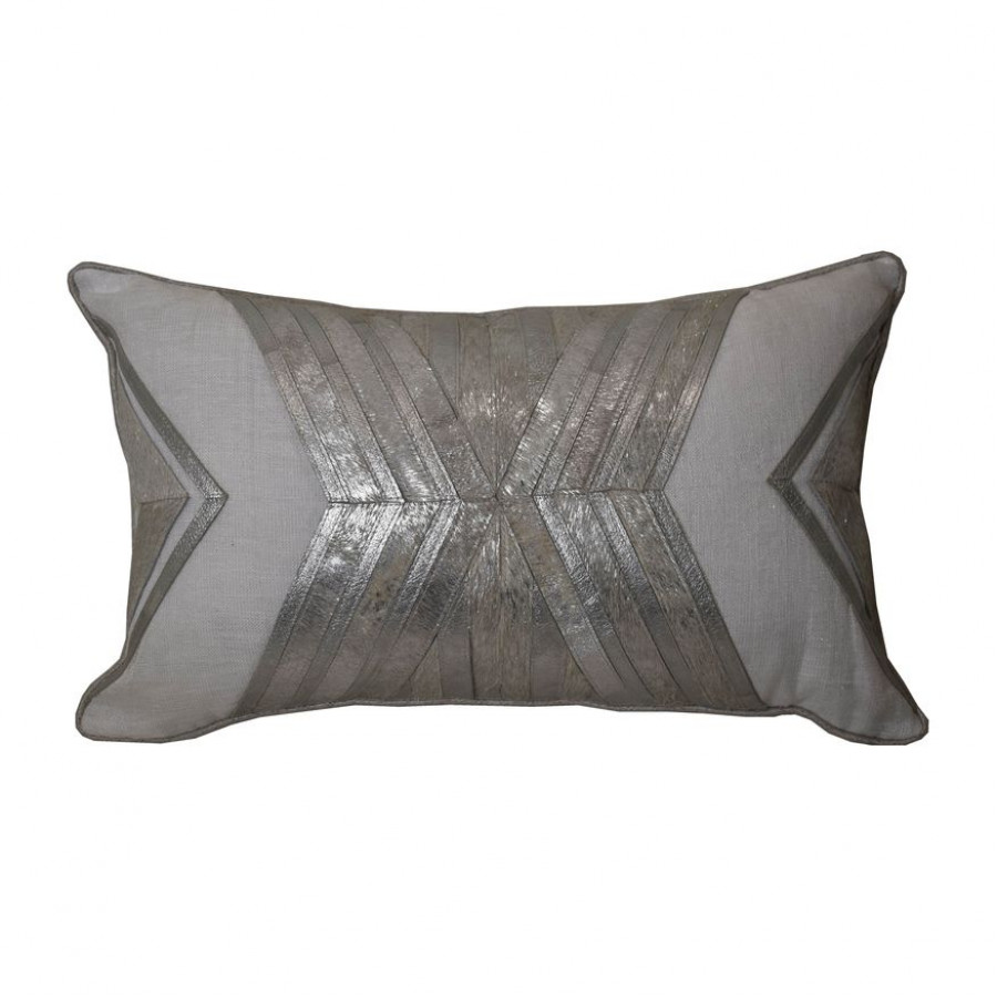 Sagebrook - 20"x12" Linen Chevron Decorative Pillow in Ivory/Silver