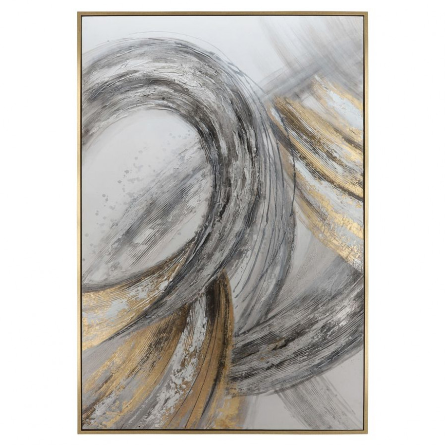 Sagebrook - Abstract Canvas in Gray On Gold Frame