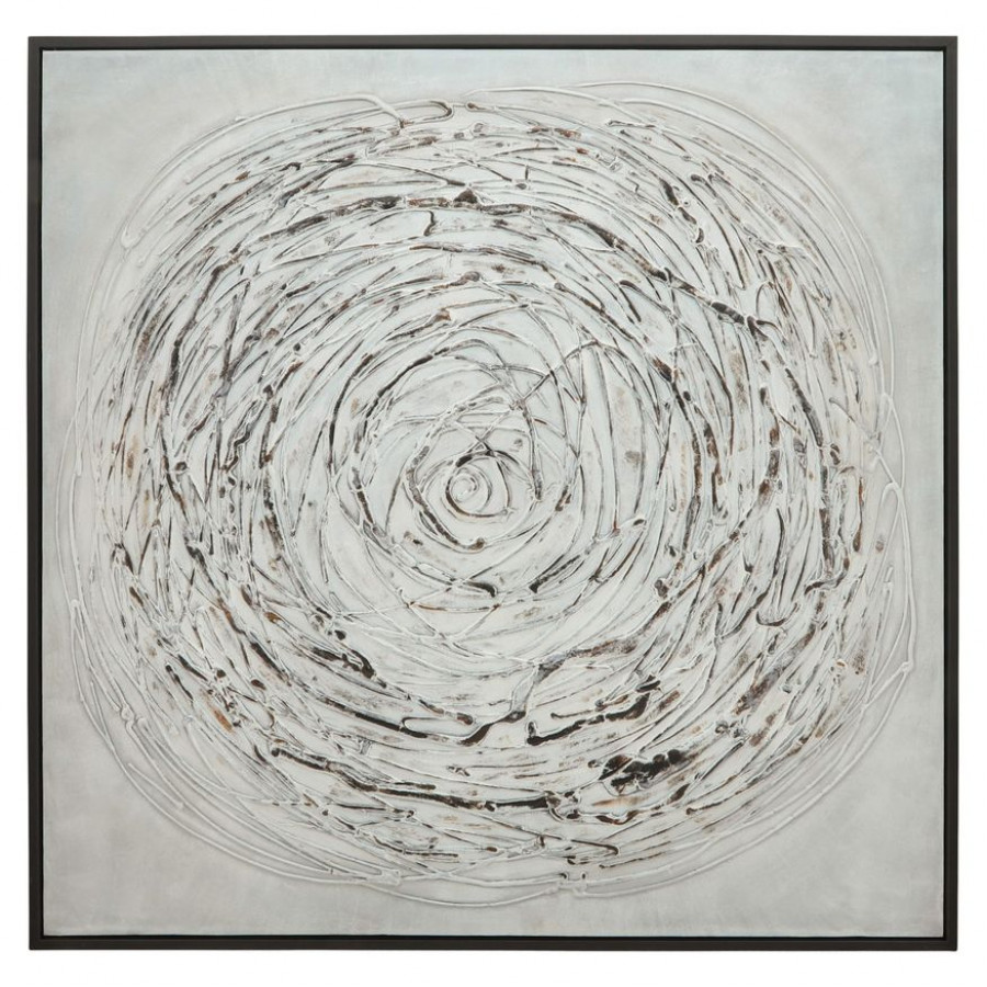 Sagebrook - Swirl Painting in Gray On Black Frame