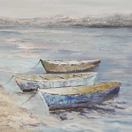 Sagebrook - 52"x52" Hand Painted Oil Canvas Boats/Ocean in Multi-Color