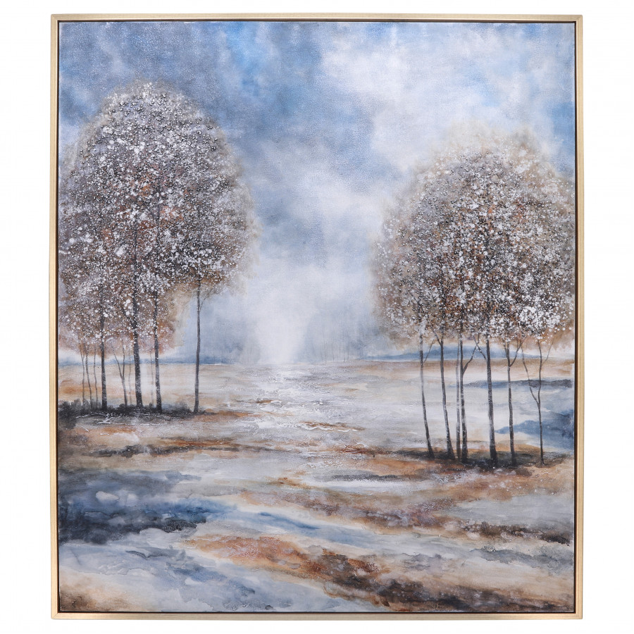 Sagebrook - 52"x62" Hand Painted Oil Canvas Forest in Multi-Color