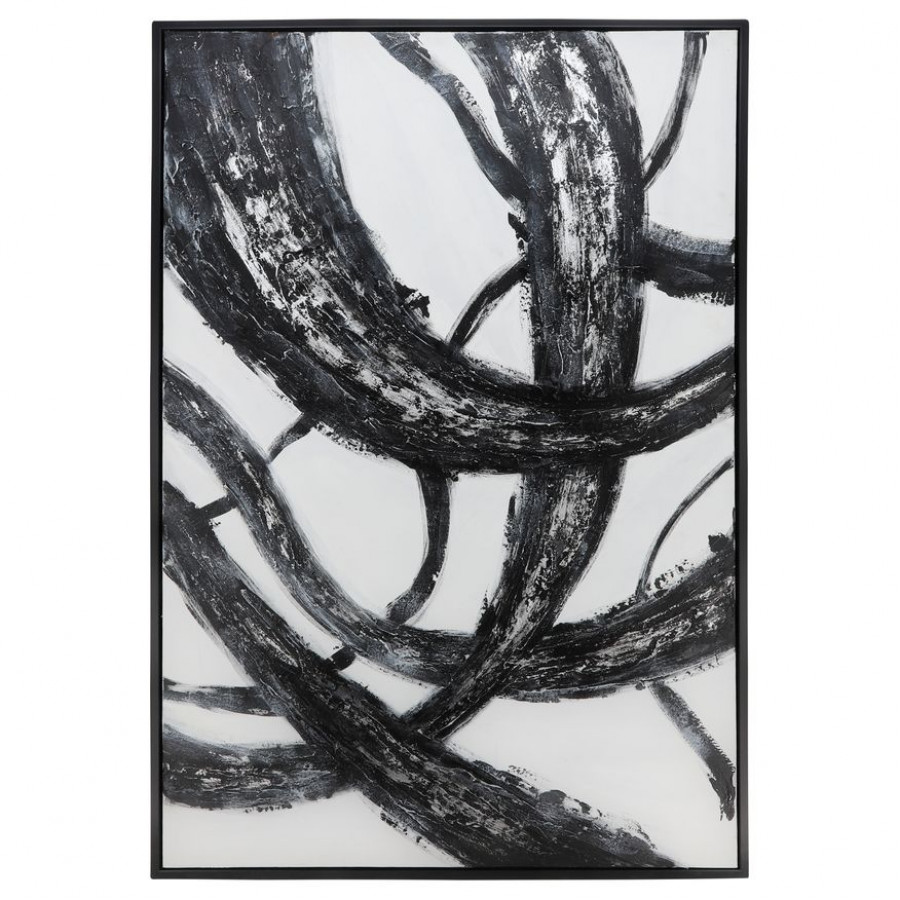 Sagebrook - Hand Painted Oil Canvas Abstract in Black/White