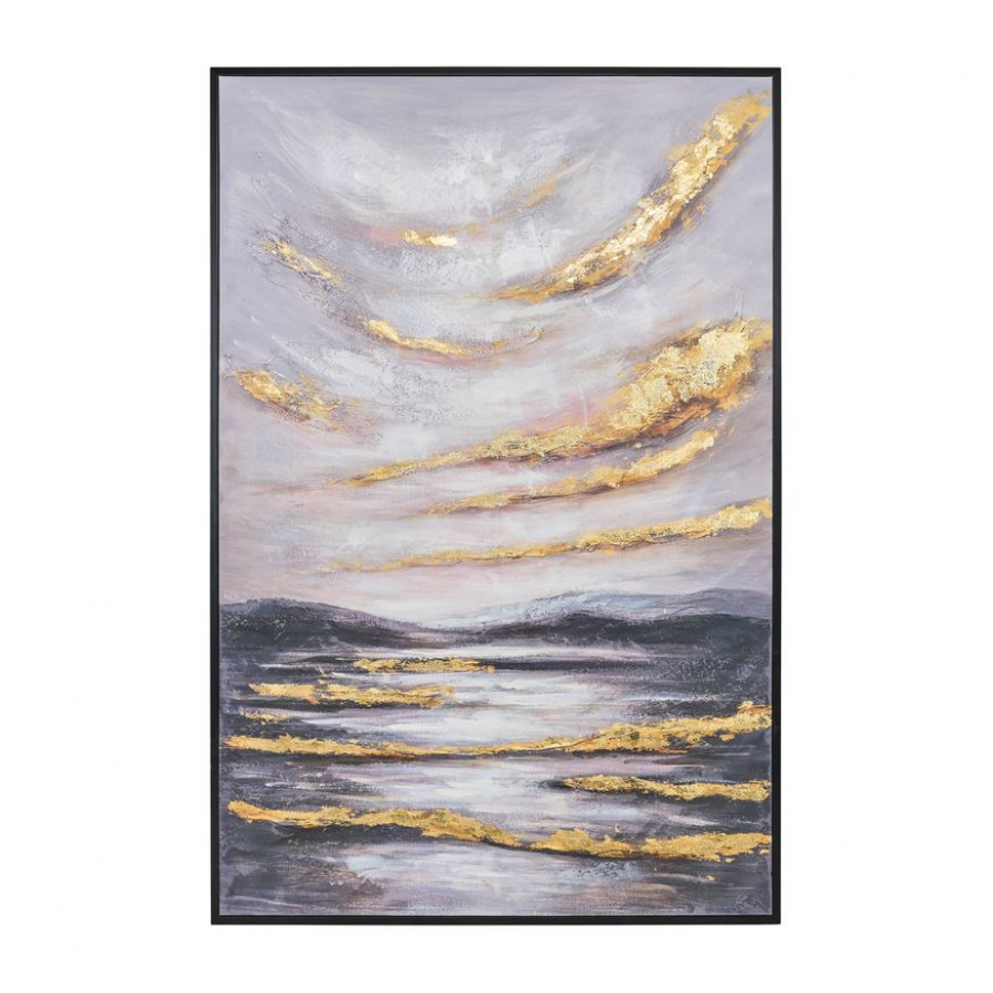 Sagebrook - Sky Hand Painted Canvas in Gray/Gold