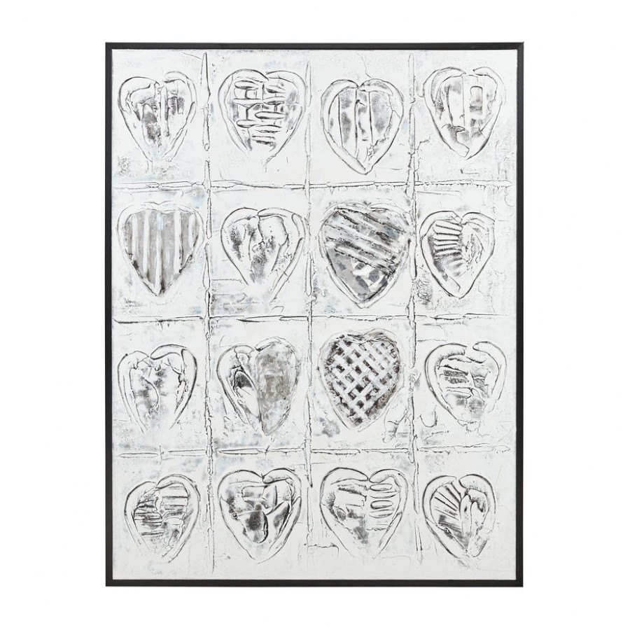 Sagebrook - Hearts Hand Painted Canvas in Gray