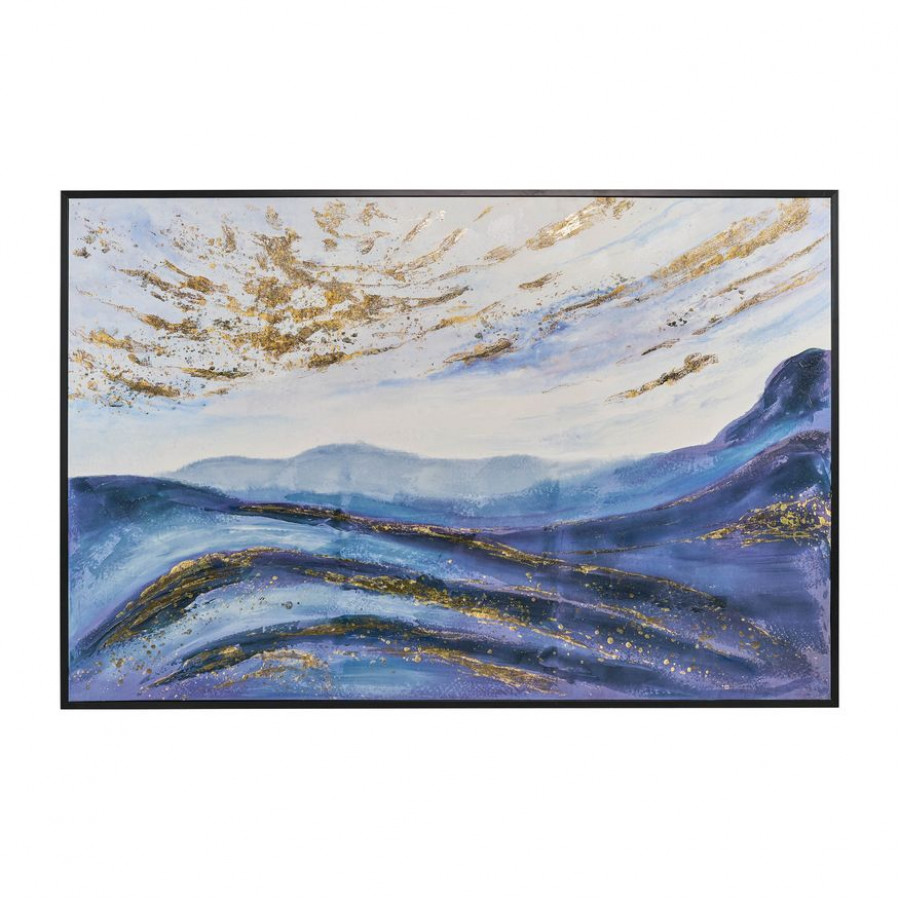 Sagebrook - Hand Painted Canvas in Blue/Gold