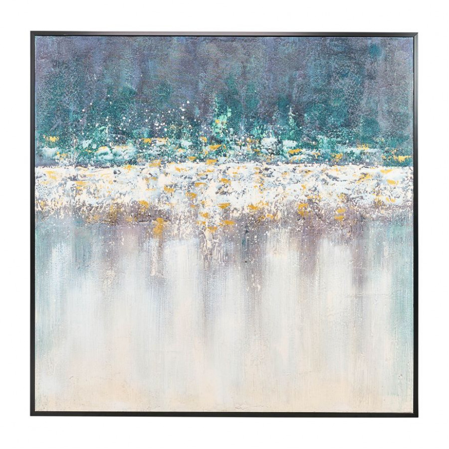 Sagebrook - Hand Painted Abstract Canvas in Teal/White