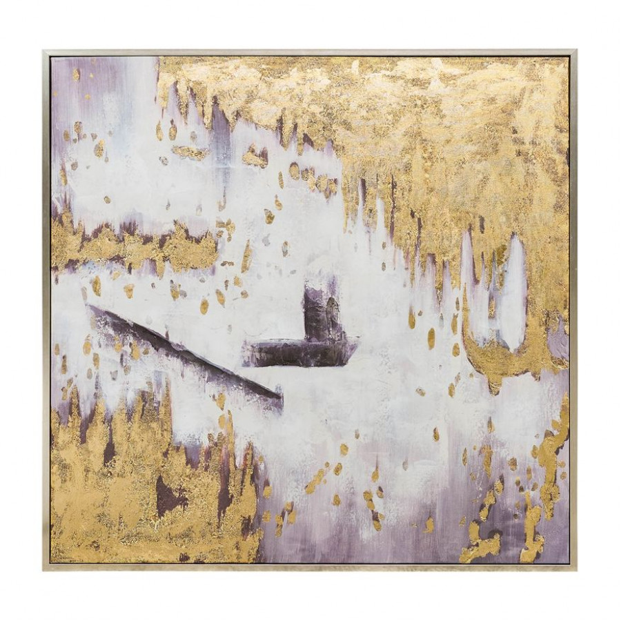 Sagebrook - Hand Painted Abstract Canvas in Gold/White