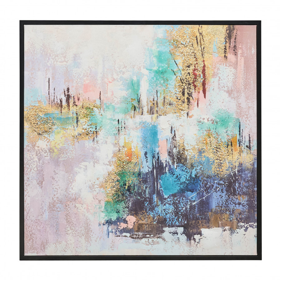 Sagebrook - 32"x32" Hand Painted Abstract Canvas in Multi-Color