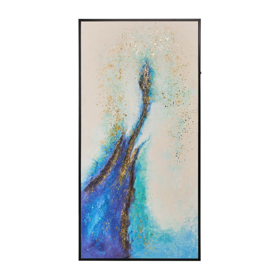 Sagebrook - Hand Painted Abstract Canvas in White/Blue
