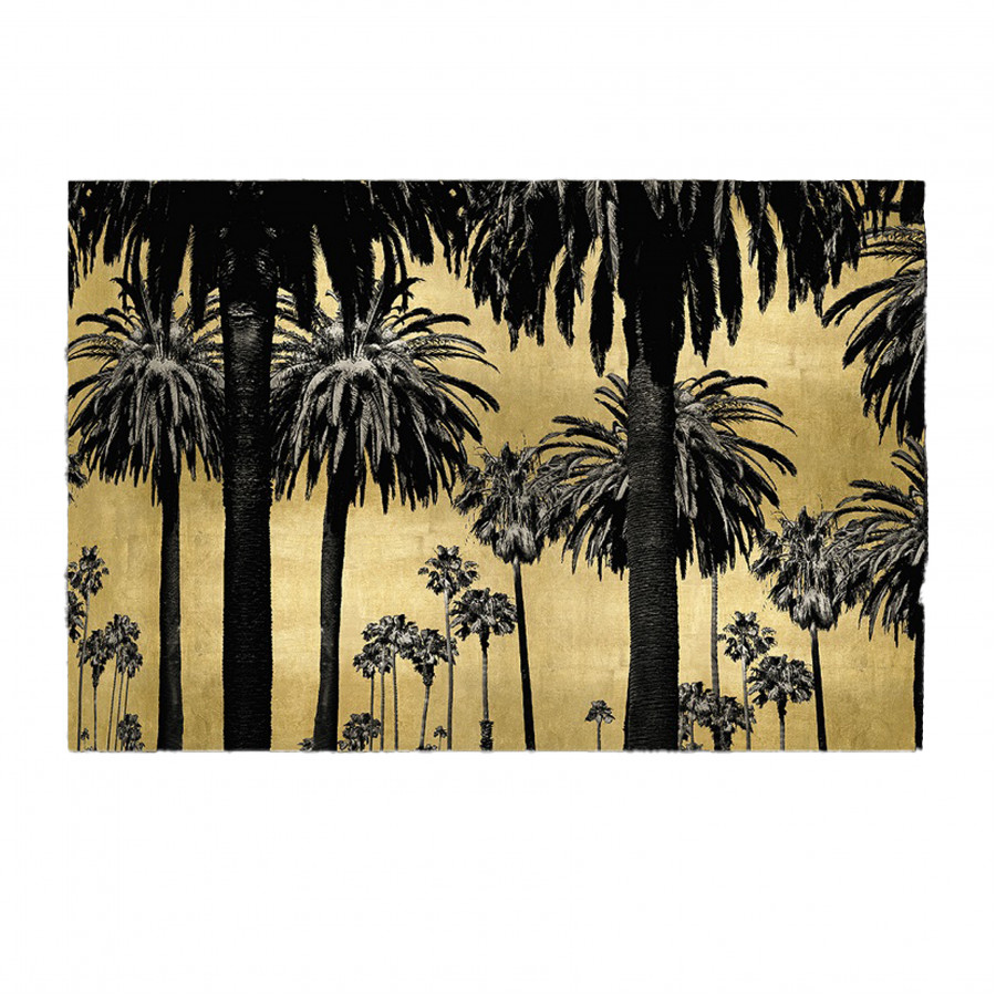 Sagebrook - 71"x47" Palm Trees Metallic Tempered Glass Art in Black