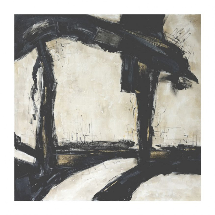 Sagebrook - Framed Hand Painted Abstract Canvas in Black/Gold