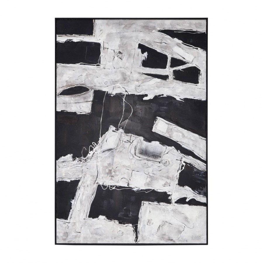 Sagebrook - Framed Hand Painted Abstract Canvas in Black/Gold