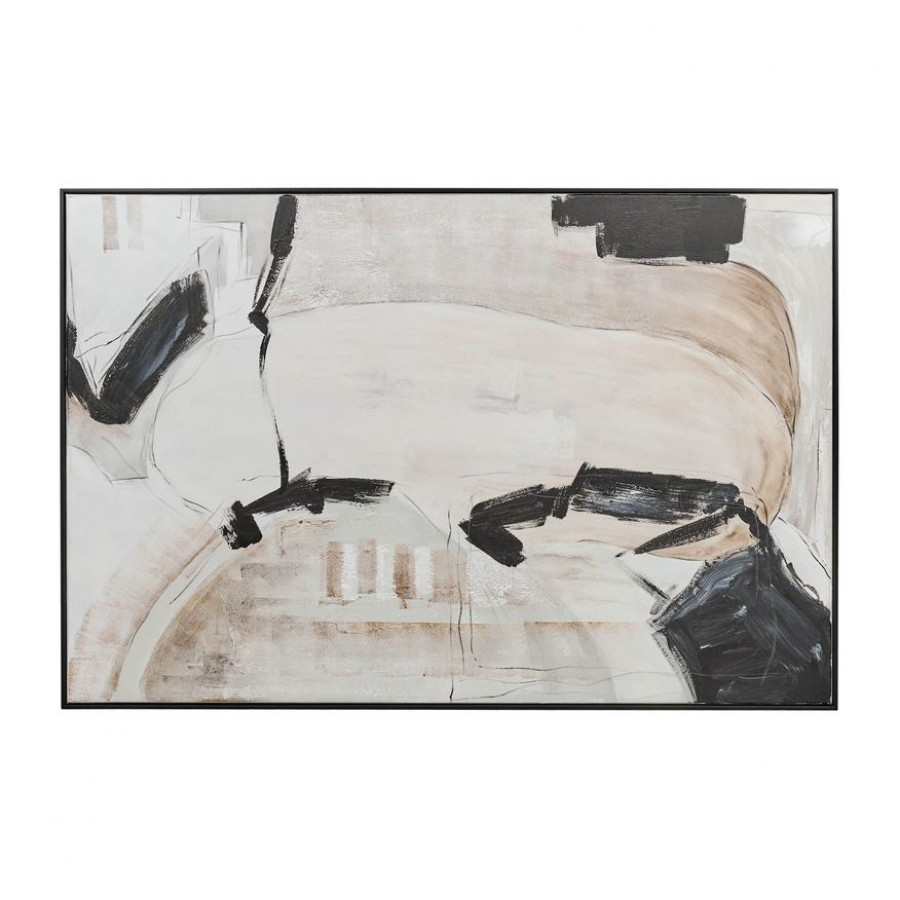 Sagebrook - Framed Hand Painted Abstract Canvas in Gray/Black