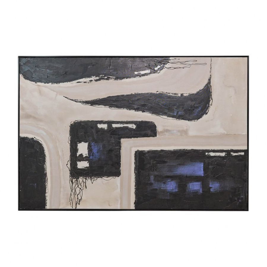Sagebrook - Framed Hand Painted Abstract Canvas in Gray/Black