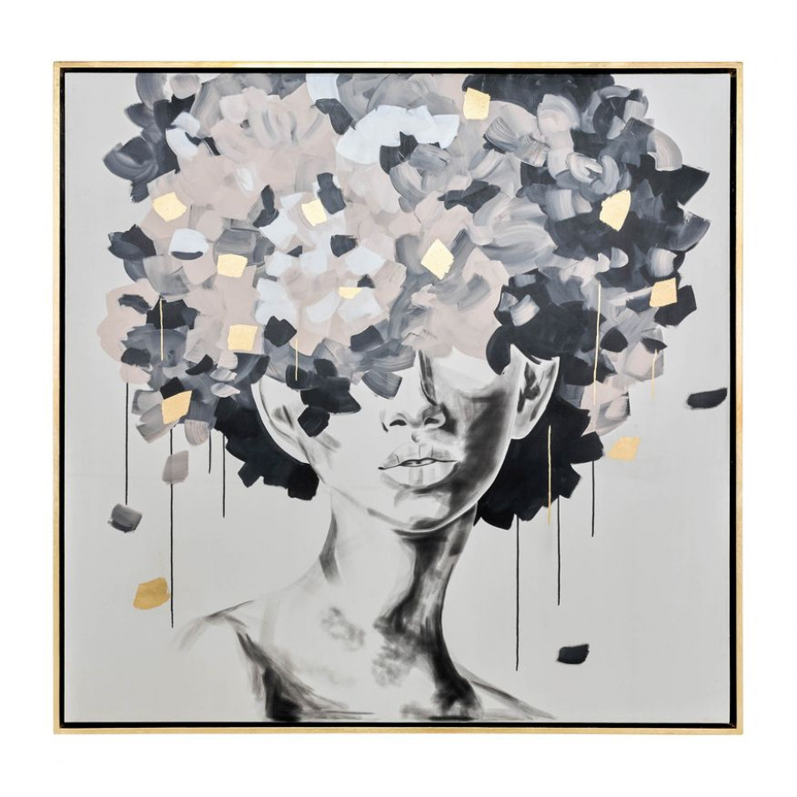 Sagebrook - Hand Painted Idyll Woman Gold Leaf Canvas in Multi