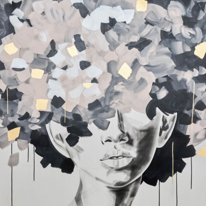 Sagebrook - Hand Painted Idyll Woman Gold Leaf Canvas in Multi