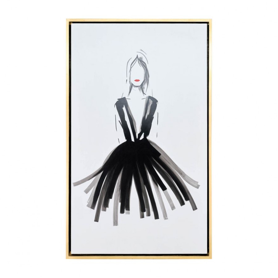 Sagebrook - Hand Painted Fashion Woman Red Lip in Black/White