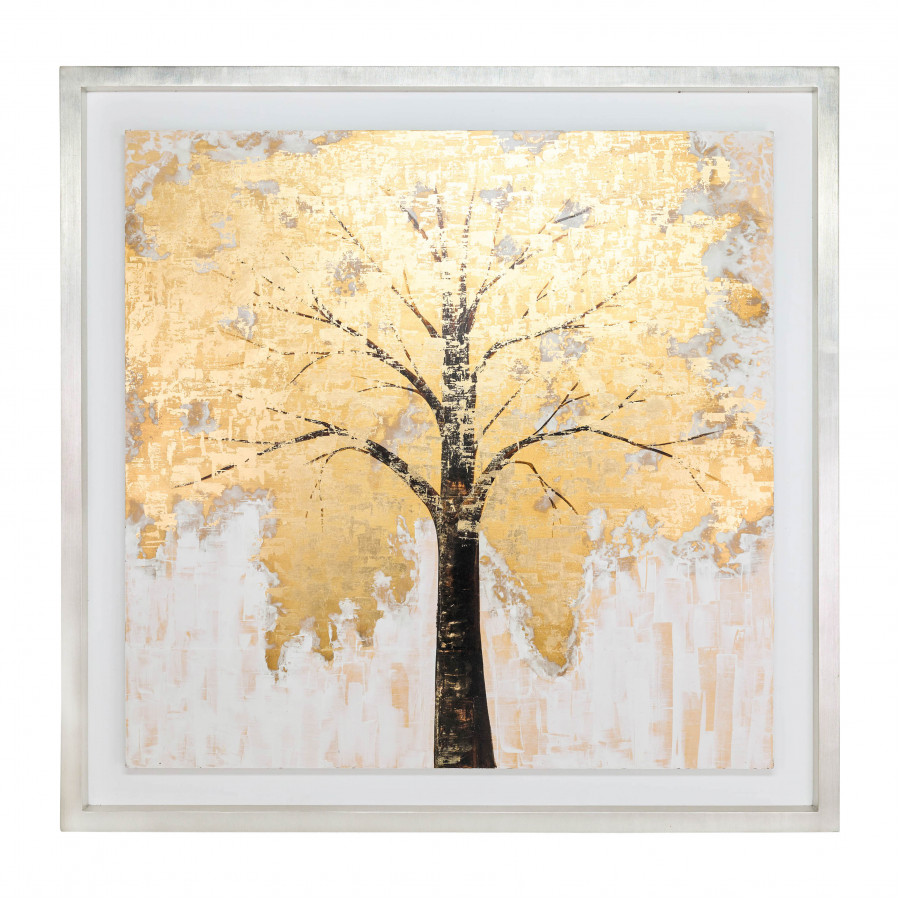 Sagebrook - 71"x71" Hand Painted Autumn Gold Leaf Tree