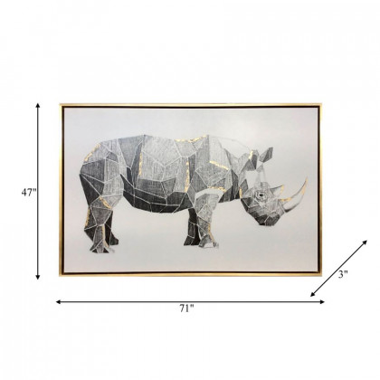 Sagebrook - Hand Painted Charcoal Rhino With Gold Leaf
