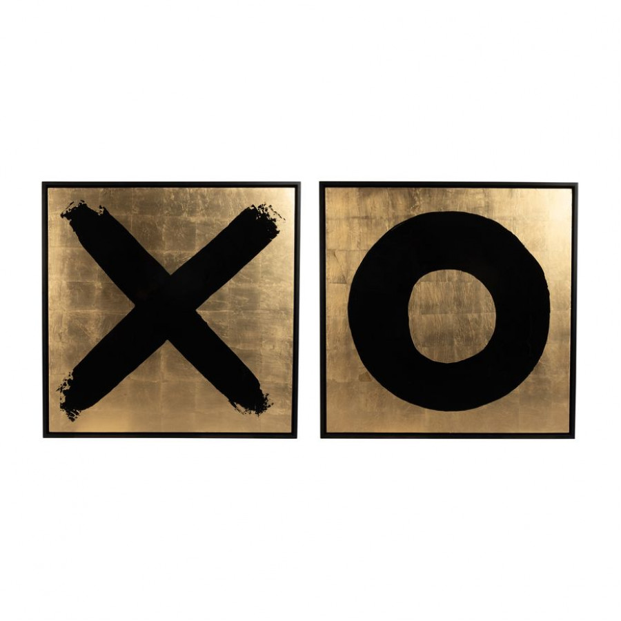 Sagebrook - Hand Painted X And O Frames (Set Of 2) in Gold/Black