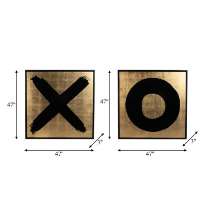 Sagebrook - Hand Painted X And O Frames (Set Of 2) in Gold/Black