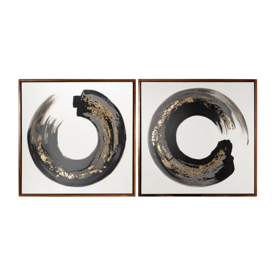 Sagebrook - Hand Painted Letter O Frames (Set Of 2) in Black/Gold