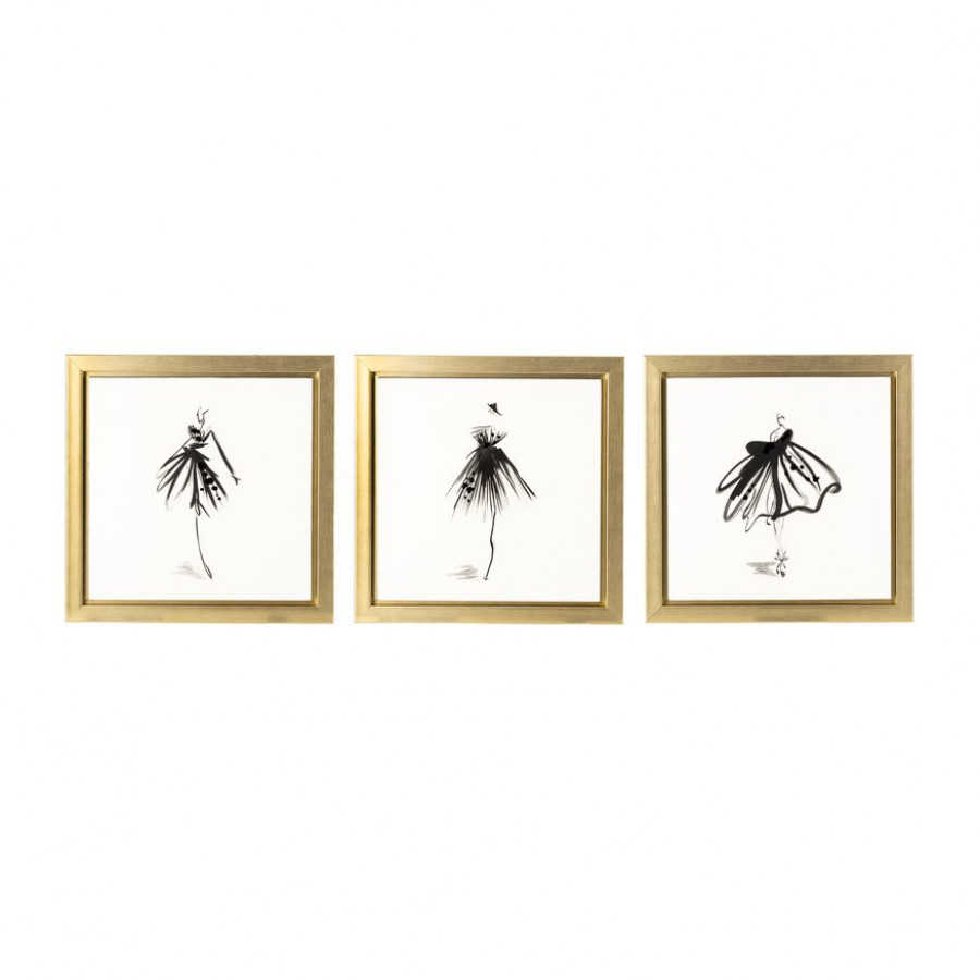 Sagebrook - Hand Painted Ballerina Pose (Set Of 3) in Gold