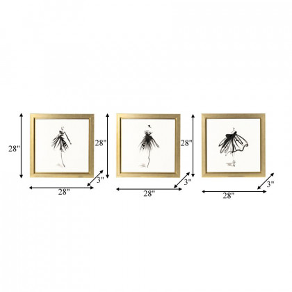 Sagebrook - Hand Painted Ballerina Pose (Set Of 3) in Gold