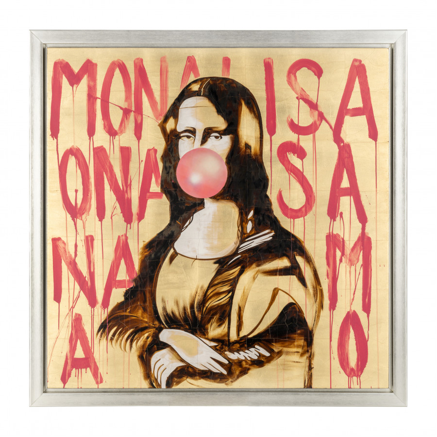 Sagebrook - 47"x47" Hand Painted Bubble Gum Mona Lisa in Brown/Pink