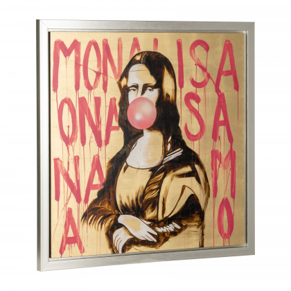 Sagebrook - 47"x47" Hand Painted Bubble Gum Mona Lisa in Brown/Pink