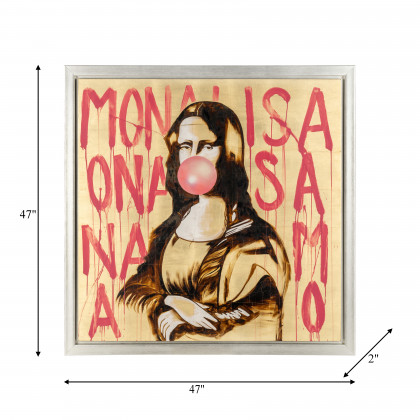 Sagebrook - 47"x47" Hand Painted Bubble Gum Mona Lisa in Brown/Pink