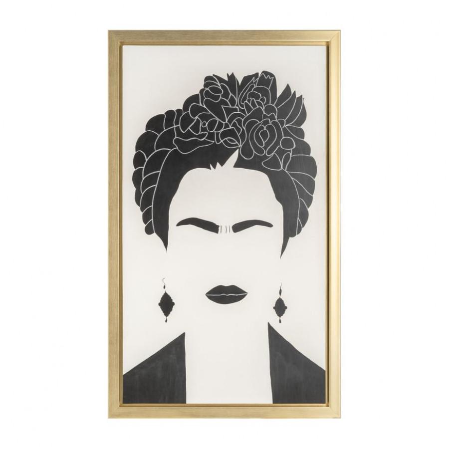 Sagebrook - Hand Painted Frida Portrait in Black/White