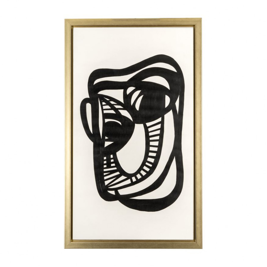 Sagebrook - Hand Painted Gold Frame Geometric Face in Black
