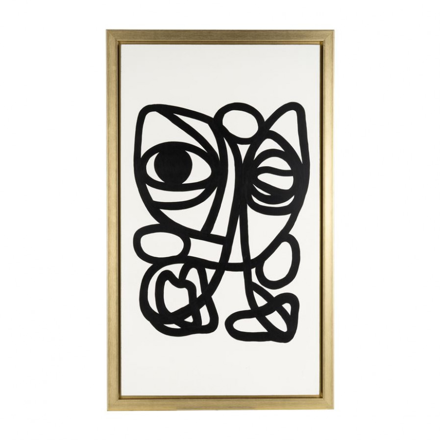 Sagebrook - Hand Painted Gold Frame Geometric Face in Black