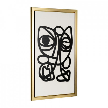 Sagebrook - Hand Painted Gold Frame Geometric Face in Black