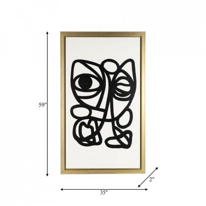 Sagebrook - Hand Painted Gold Frame Geometric Face in Black