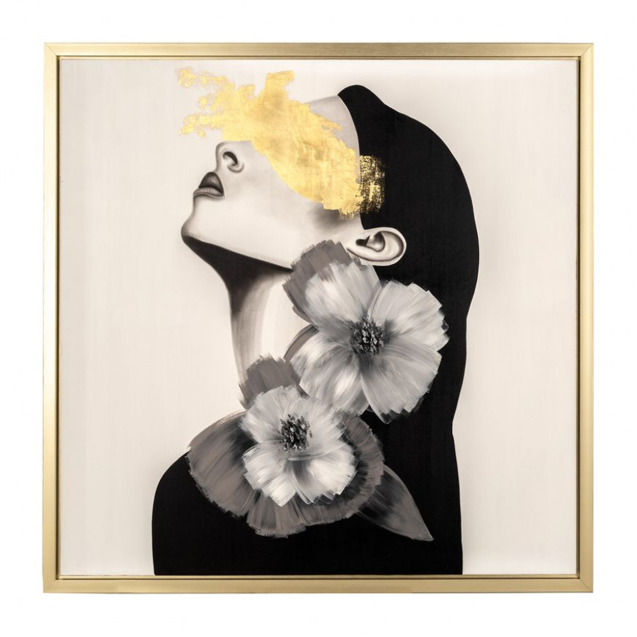 Sagebrook - Hand Painted Gold Streak And Flower Woman