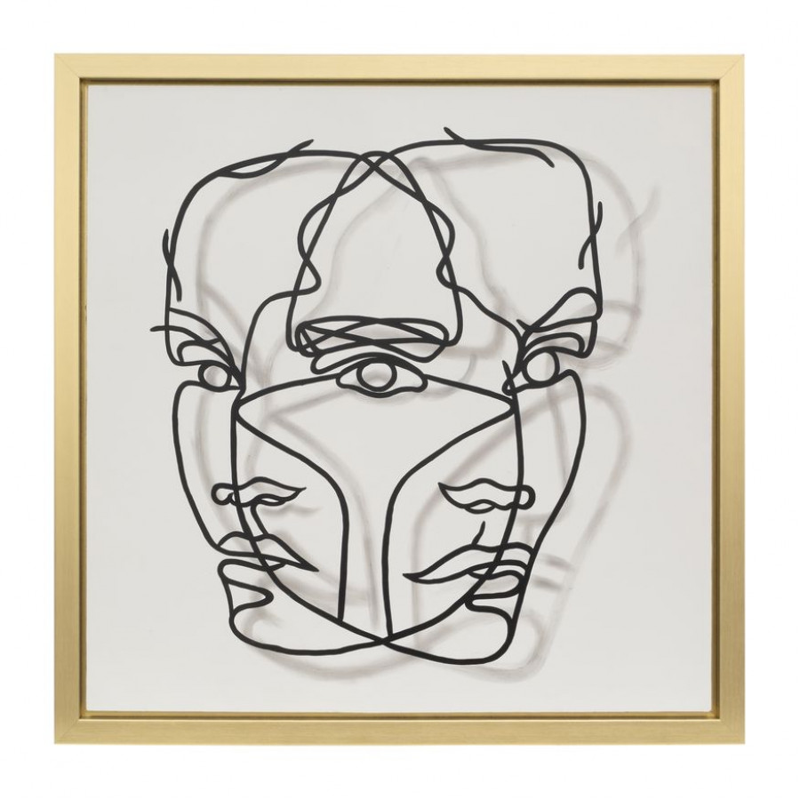 Sagebrook Gold Frame Hand Painted Face Illusion - White/Black
