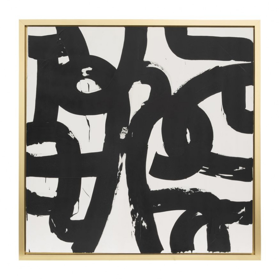 Sagebrook - Hand Painted Curvy-Cross Roads in Ivory/Black