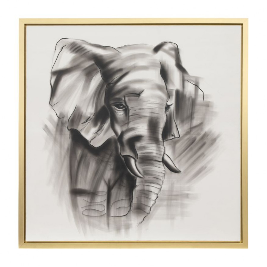 Sagebrook - Hand Painted Elephant Beauty in Gray/White
