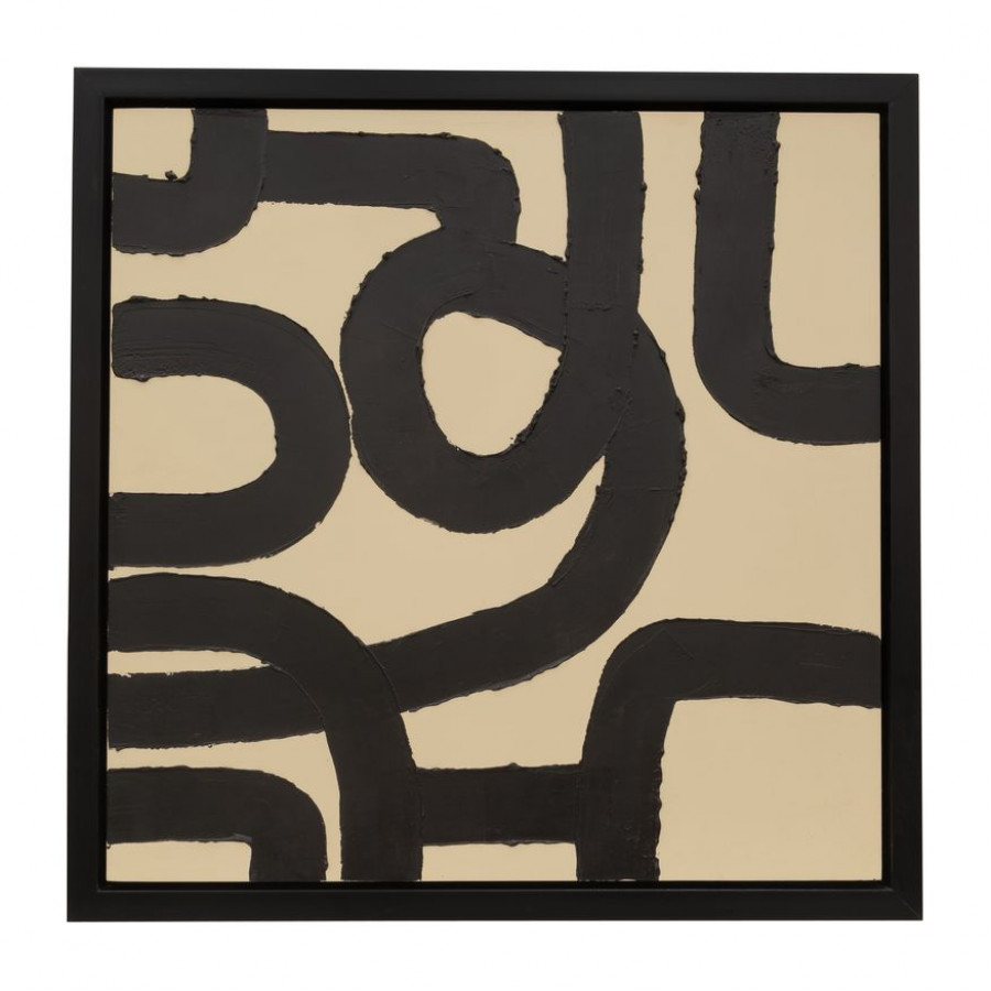 Sagebrook - Hand Painted Curvy-Cross Roads in Ivory/Black