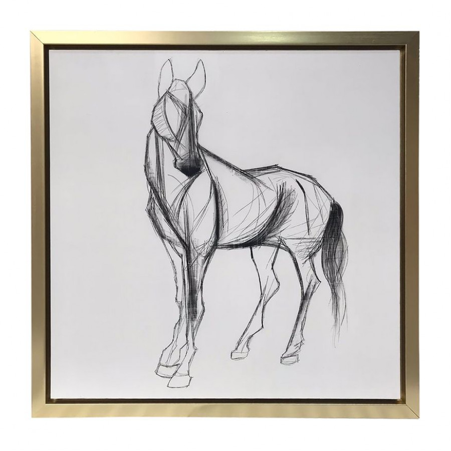 Sagebrook - Hand Painted Elegant Horse Sketch